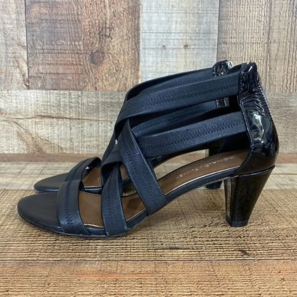 Donald J Pliner Black Leather Vida Strech Strappy Sandals Womens 7.5M - Picture 6 of 12